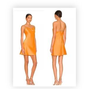 Alice and Olivia NWT Womens Harmony Orange Satin Mini Party Slip Dress 8 $295